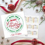 We Wish You A Merry Christmas Calendar Holiday Card<br><div class="desc">Send warm holiday wishes that last all year with this personalized 20XX Christmas card calendar! Featuring a festive “We Wish You a Merry Christmas & a Happy New Year” message, this design includes *hand-lettered calligraphy* for the word “Christmas” by the artist, adding a unique, elegant touch. The back of the...</div>