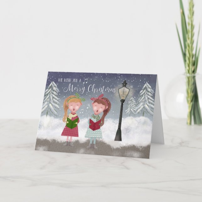 We Wish You a Merry Christmas Carolers Card (Front)