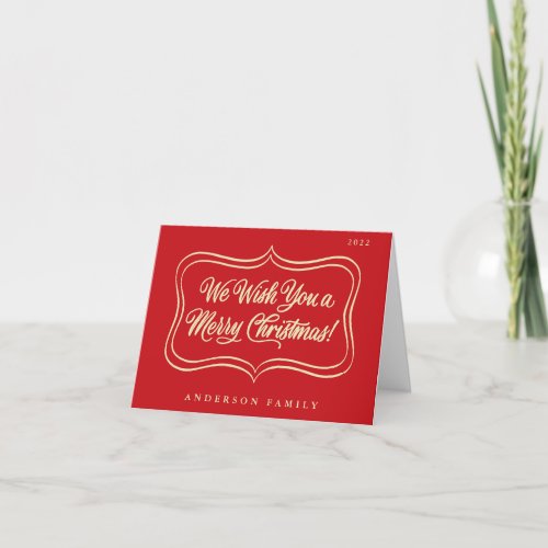 We wish you a Merry Christmas Classic Gold Frame Holiday Card