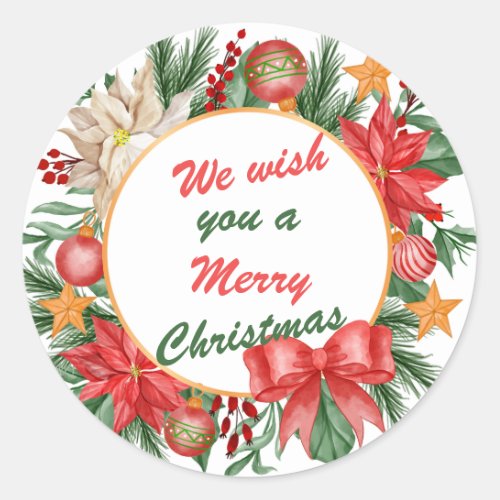 We Wish You A Merry Christmas  Classic Round Sticker