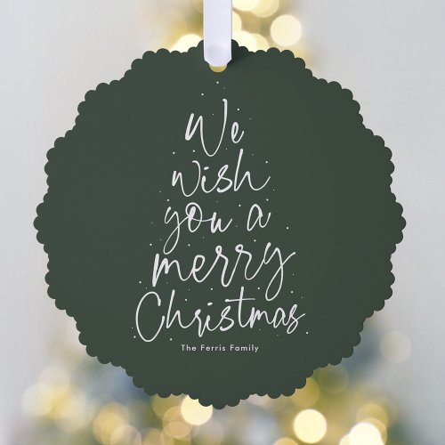 We wish you a merry Christmas cute one photo Ornament Card