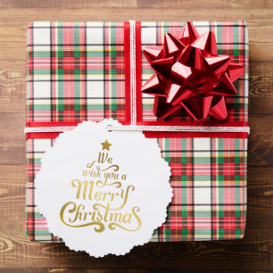 We wish you a merry Christmas foil cute photo Ornament Card