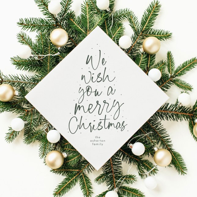 We wish you a merry Christmas fun green holiday Napkins (Creator Uploaded)
