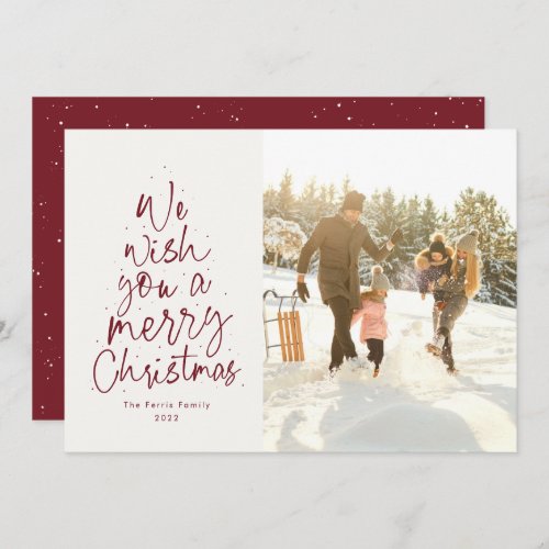 We wish you a merry Christmas fun red photo Holiday Card