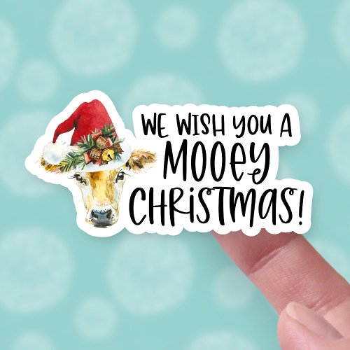 We Wish You a Merry Christmas Funny Cow Pun Sticker