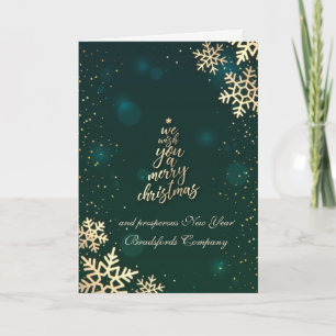 We Wish You A Merry Christmas,Gold Tree Holiday Card
