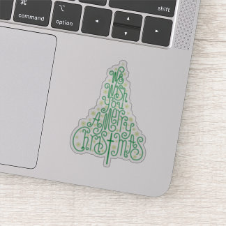 We wish you a merry Christmas, hand lettering tree Sticker