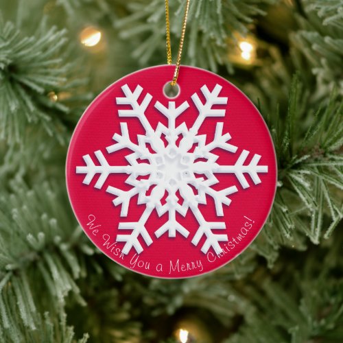 We Wish You a Merry Christmas Happy New Year Ceramic Ornament