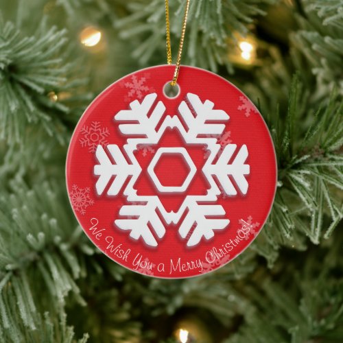 We Wish You a Merry Christmas Happy New Year Ceramic Ornament