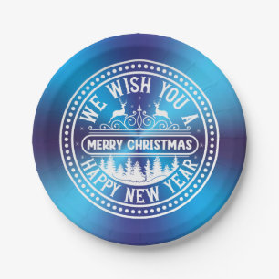 We Wish You A Merry Christmas Happy New Year Paper Plates