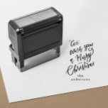 We Wish You a Merry Christmas Lettering Gift Self-inking Stamp<br><div class="desc">This design is part of the "We Wish You A Merry Christmas" Collection. Most of the products include a hand lettering quote with a classic holiday message combining beige or golden brown with white. The main invitation allows you to add a photo on the front and another one at the...</div>