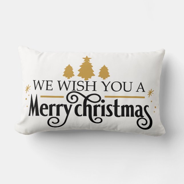 We Wish You A Merry Christmas Lumbar Pillow (Front)