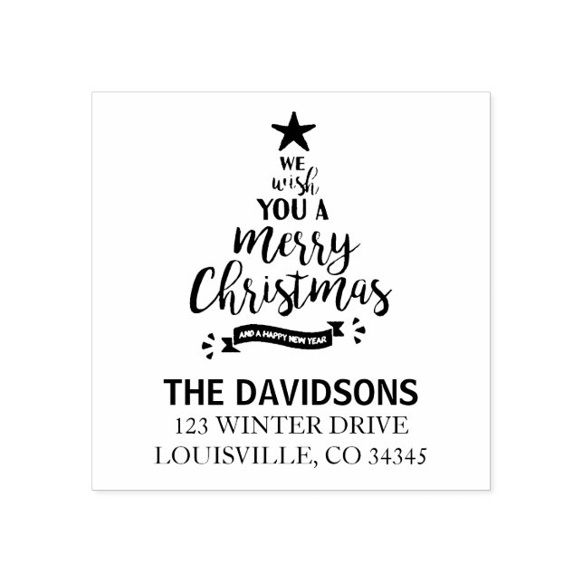 We Wish You A Merry Christmas Monogram Rubber Stamp (Imprint)