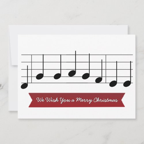 We Wish You a Merry Christmas Music Note Red Song Holiday Card