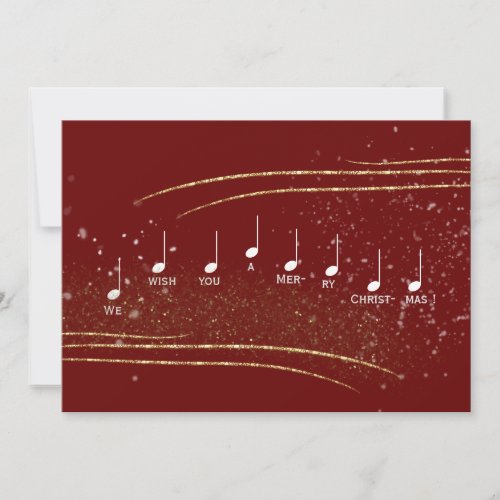 We Wish You a Merry Christmas Music Notes Red Gold