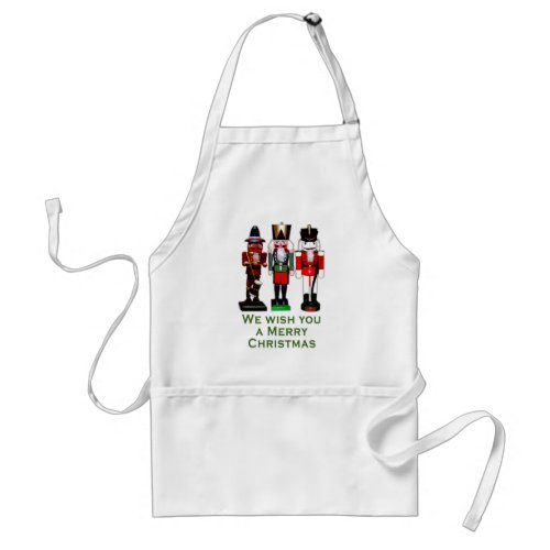 We Wish You a Merry Christmas Nutcrackers Adult Apron