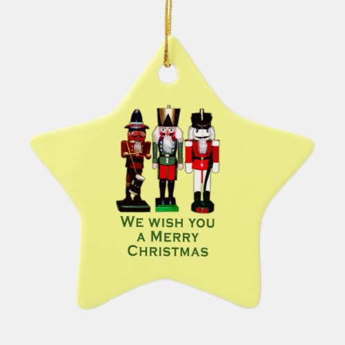 We Wish You a Merry Christmas Nutcrackers Ceramic Ornament
