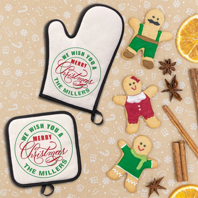 We Wish You A Merry Christmas Oven Mitt & Pot Holder Set (Creator Uploaded)