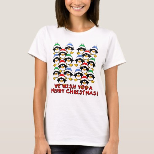 WE WISH YOU A MERRY CHRISTMAS PENGUINS T_Shirt