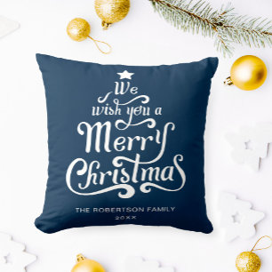 We wish you a Merry Christmas personalized  Throw Pillow