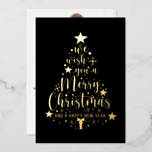 We wish you a merry Christmas Photo Foil Holiday Card