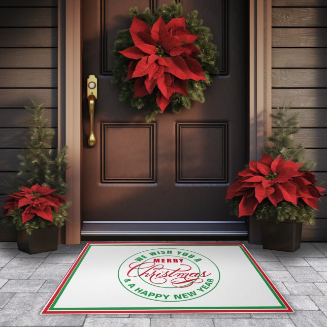 We Wish You A Merry Christmas Red and Green Doormat (Creator Uploaded)