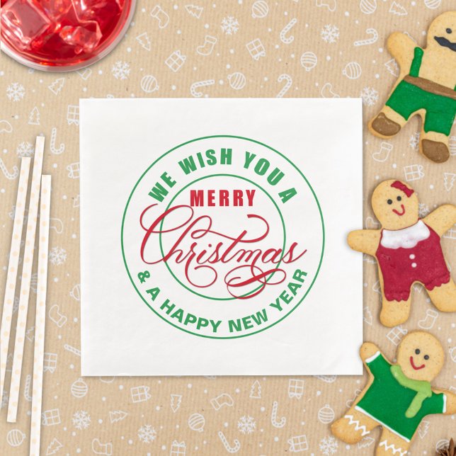We Wish You A Merry Christmas Red and Green Paper Dinner Napkins (Creator Uploaded)