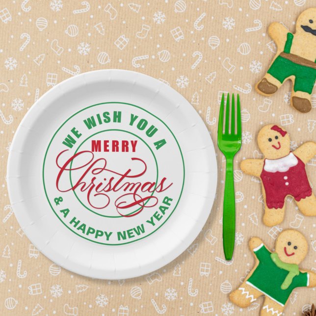 We Wish You A Merry Christmas Red and Green Paper Plates (Creator Uploaded)