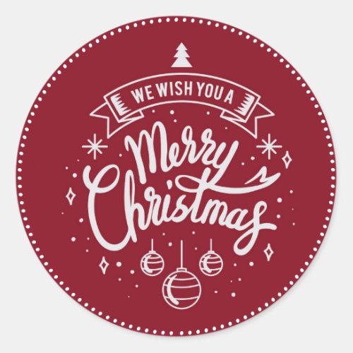 We Wish You A Merry Christmas Red And White Classic Round Sticker