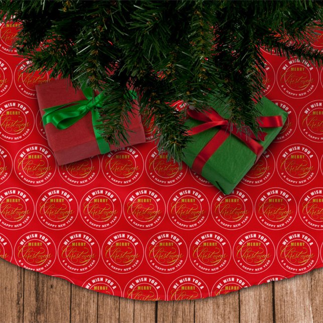 We Wish You a Merry Christmas Red  Brushed Polyester Tree Skirt (Creator Uploaded)