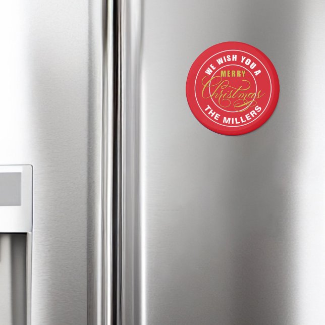 We Wish You a Merry Christmas Red Custom Name Magnet (Creator Uploaded)