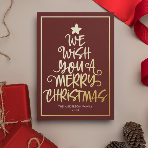We Wish You A Merry Christmas Red Fun Foil Holiday Card