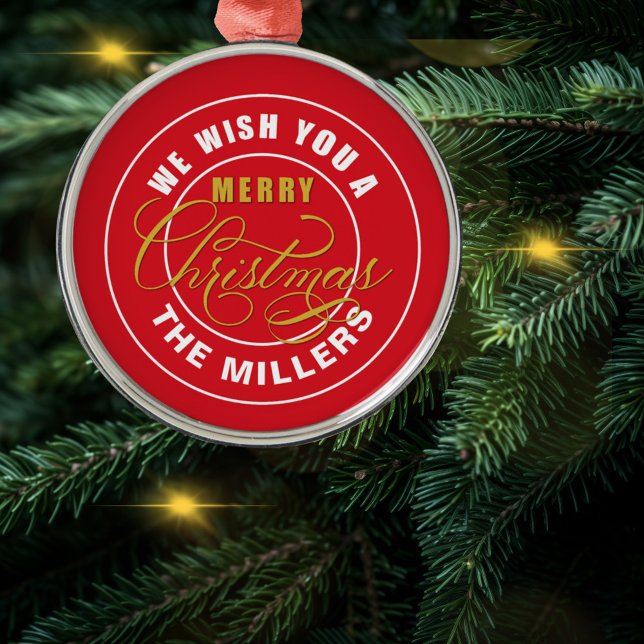 We Wish You a Merry Christmas Red Metal Ornament (Creator Uploaded)