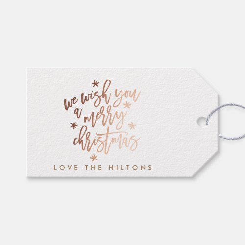 We Wish You A Merry Christmas Rose Foil Gift Tags