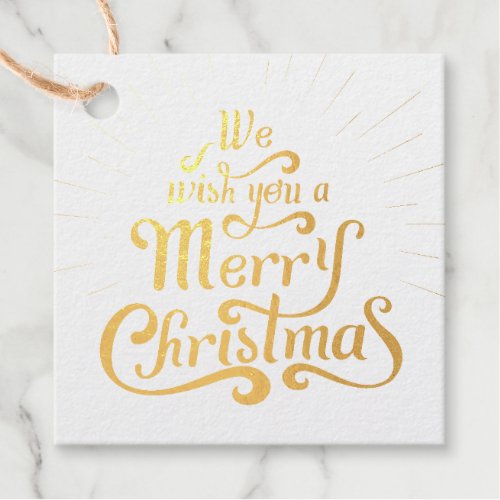We Wish You a Merry Christmas Script Gold Foil Favor Tags