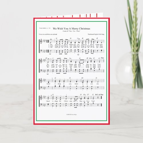 We Wish You A Merry Christmas Sheet Music Holiday Card