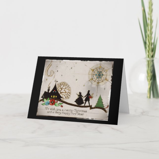 We Wish You a Merry Christmas Silhouette Holiday Card (Front)