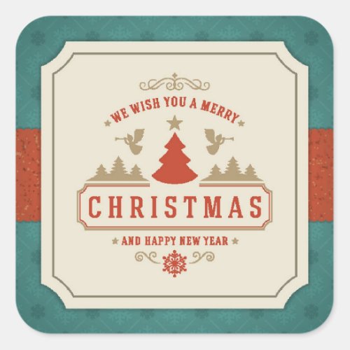 We Wish You A Merry Christmas Square Sticker