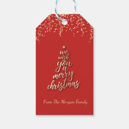 We Wish You A Merry Christmas TreeConfetti Gift Tags