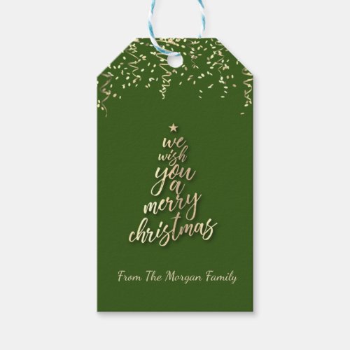 We Wish You A Merry Christmas TreeConfettiGreen Gift Tags