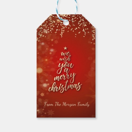We Wish You A Merry Christmas TreeConfettiRed Gift Tags