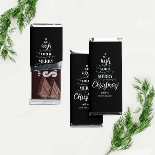 We wish you a Merry Christmas tree design custom Hershey Bar Favors