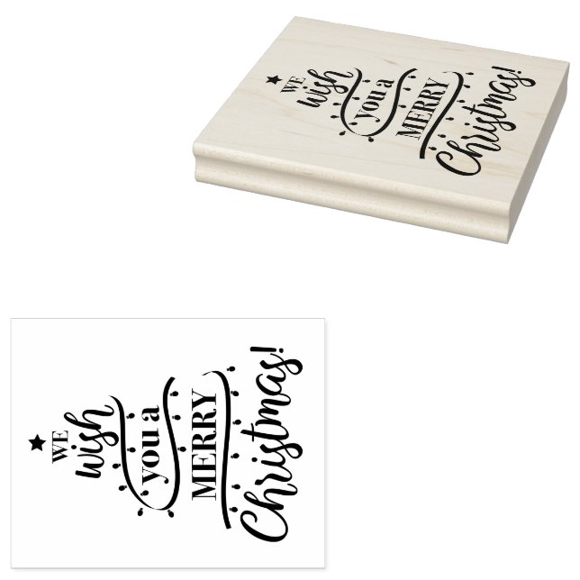 We wish you a merry Christmas Tree design  Rubber Stamp (Stamped)