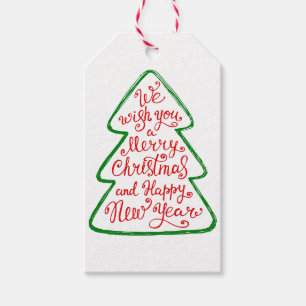 We Wish You a Merry Christmas Tree Greetings Gift Tags