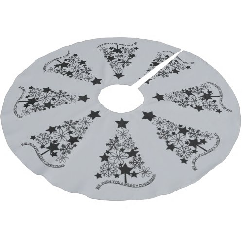 We Wish You a Merry Christmas Trees Black Grey Brushed Polyester Tree Skirt