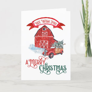 We Wish You a Merry Christmas Vintage Holiday Card