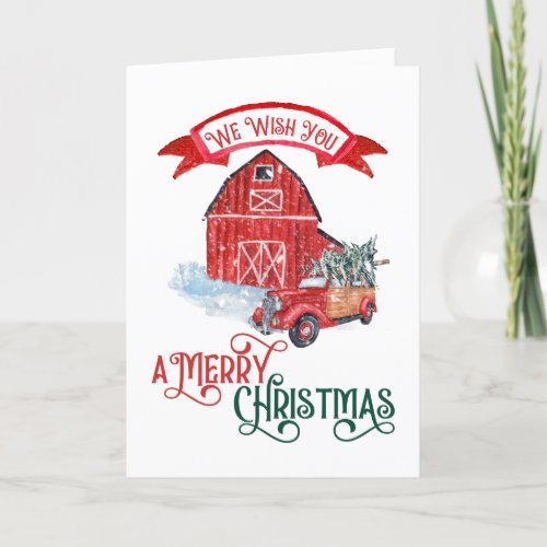 We Wish You a Merry Christmas Vintage Holiday Card