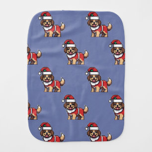 We wish you a merry christmas with cute dog santa baby burp cloth
