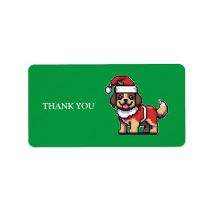 We wish you a merry christmas with cute dog santa label