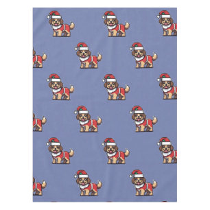 We wish you a merry christmas with cute dog santa tablecloth